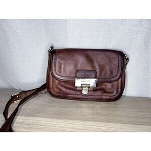Vintage Michael Kors Brown Camel Leather Chain Crossbody Purse Bag